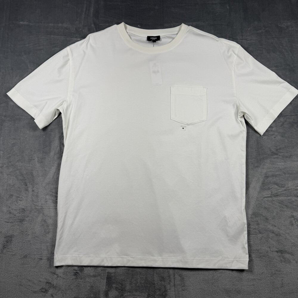 Express Relaxed Fit T Shirt White Pocket Crew Neck Mens Medium NWT